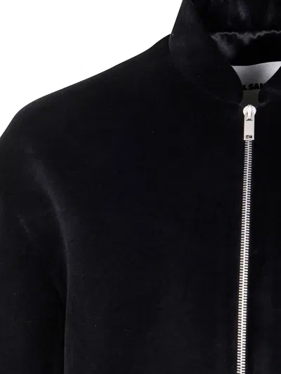 Jil Sander Long-sleeved Bomber Jacket In Black