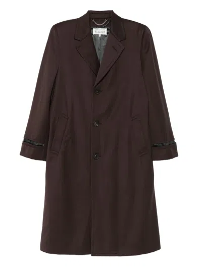 Maison Margiela Womens Dark Brown Relaxed-fit Notch-lapels Wool Coat In Brown