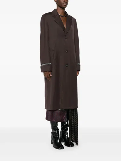 Maison Margiela Womens Dark Brown Relaxed-fit Notch-lapels Wool Coat In Brown