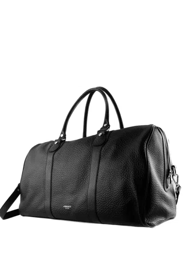 Avenue 67 Leather Zip Duffel Bag In Black