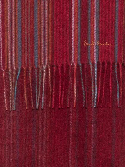 Paul Smith Trent Striped Wool Scarf In Brown