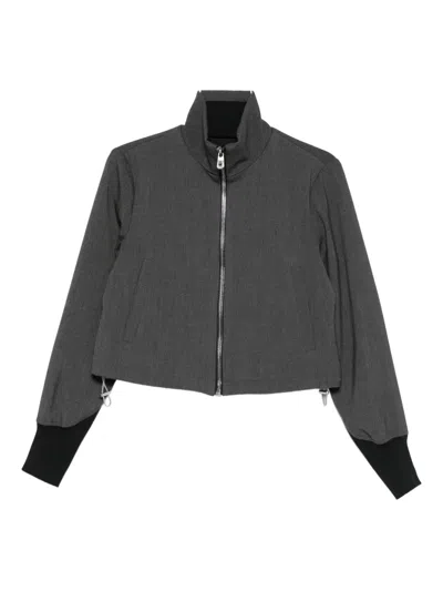 Pinko Cropped Jacket With Drawstring In Gray