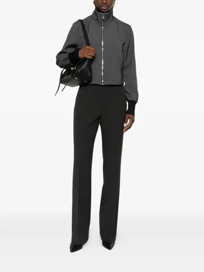 Pinko Cropped Jacket With Drawstring In Gray