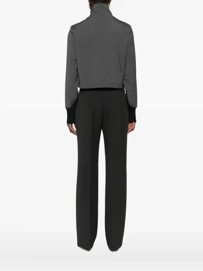 Pinko Cropped Jacket With Drawstring In Gray