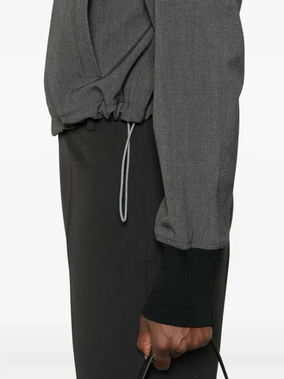 Pinko Cropped Jacket With Drawstring In Gray