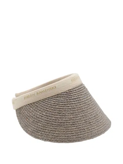 Helen Kaminski Open Top Woven Hat With Curved Brim In Gray