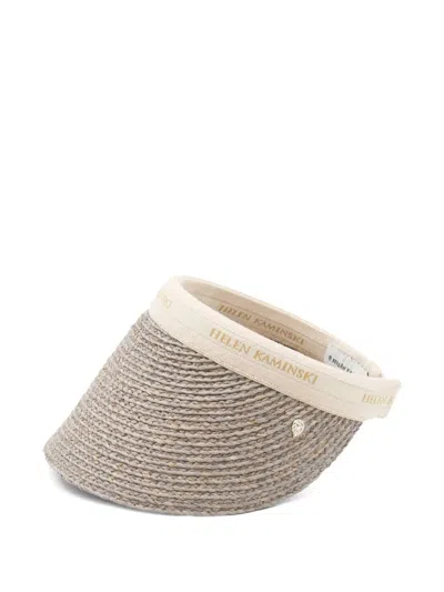 Helen Kaminski Open Top Woven Hat With Curved Brim In Gray