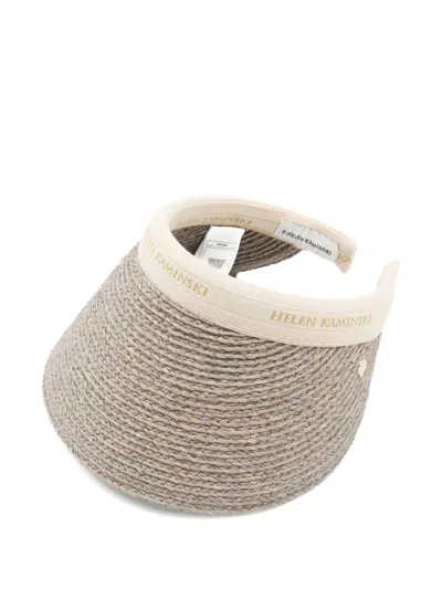 Helen Kaminski Open Top Woven Hat With Curved Brim In Gray