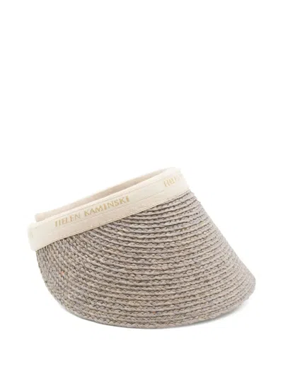 Helen Kaminski Open Top Woven Hat With Curved Brim In Gray