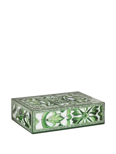 Dolce & Gabbana Large Decorated Trinket Box (25cm X 18.5cm) In Green