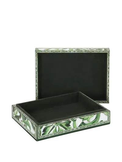 Dolce & Gabbana Large Decorated Trinket Box (25cm X 18.5cm) In Green