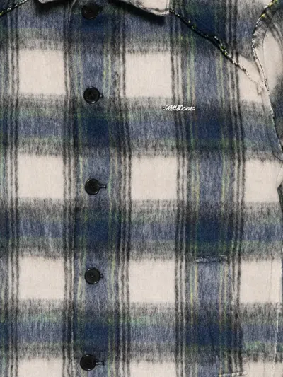 We11 Done Inside Out Plaided Jacket In Blue