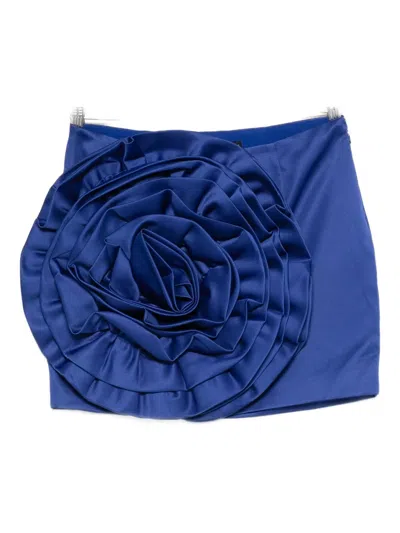 Rotate Birger Christensen Blue Miniskirt With Flower Applique Rotate In Blue