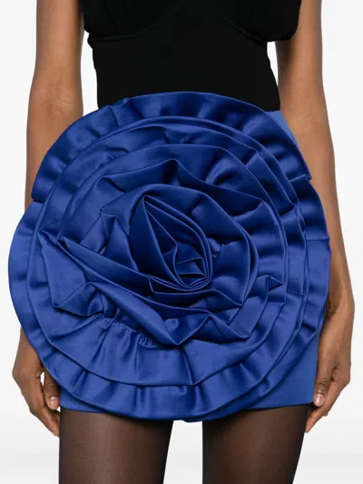 Rotate Birger Christensen Blue Miniskirt With Flower Applique Rotate In Blue