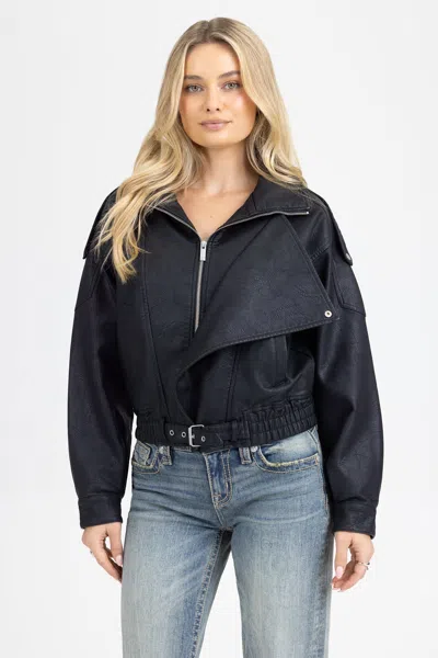 Miss Me Lonnie Leather Jacket - M / Black