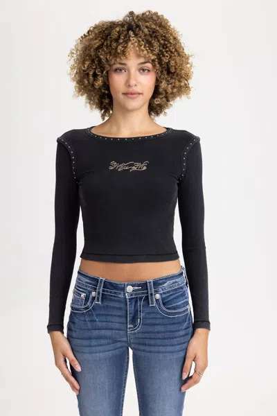 Miss Me Avril Studded Top - S / Black