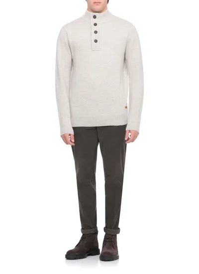 Barbour Buttoned High Neck Sweater In Gray