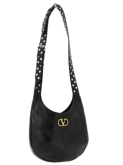 Valentino Hoboho Small Shoulder Bag With Studded Strap In Black