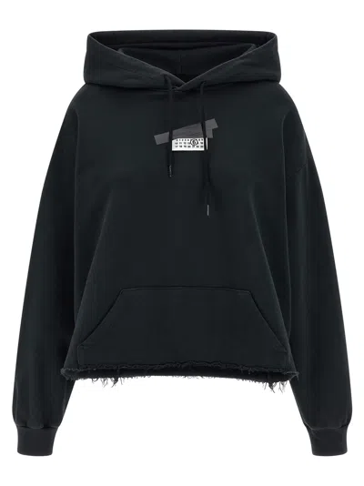 Mm6 Maison Margiela Casual Hoodie Featuring Tape Detail In Black