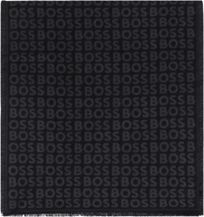 Hugo Boss Scarf Made Of Viscose Jacquard In Black