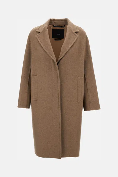 Max Mara Cashmere Coat With Notched Lapels And Pockets In Gray