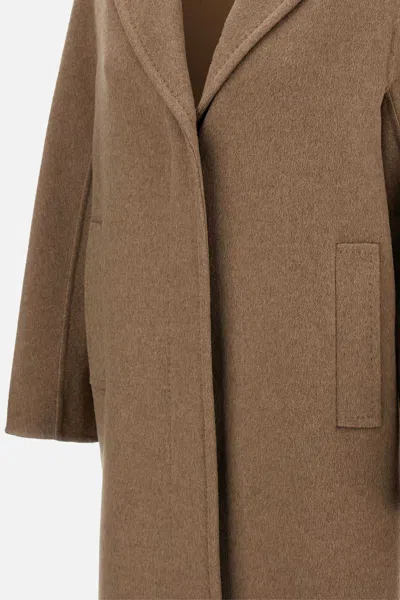 Max Mara Cashmere Coat With Notched Lapels And Pockets In Gray