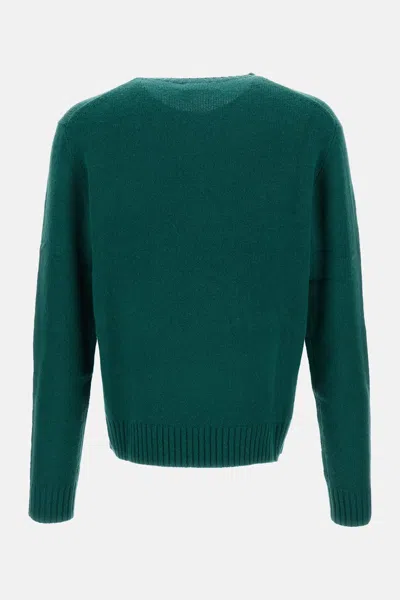 Polo Ralph Lauren Crew Neck Knit Sweater With Ribbed Textures In Green