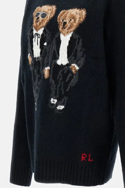 Polo Ralph Lauren Bear-embroidered Turtleneck Pullover In Black