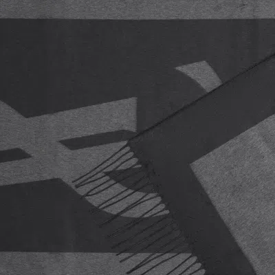 Saint Laurent Dark Grey Monogram Scarf In Brown