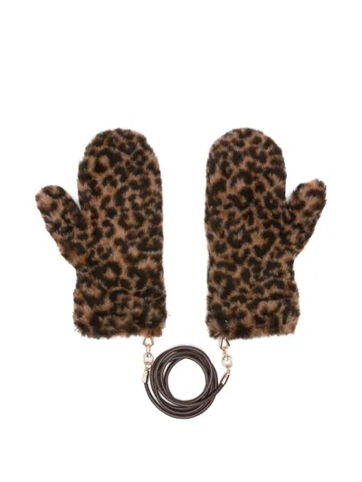 Max Mara Ombrat Leopard-pattern Mittens In Brown