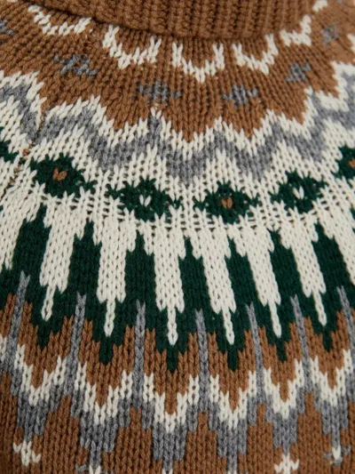 Bogner Ingrid Jacquard Cashmere Turtleneck Sweater In Brown