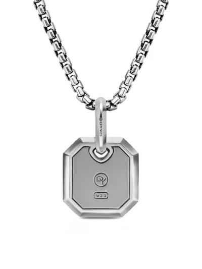 David Yurman Sterling Silver Octagonal Amulet Pendant In Brown