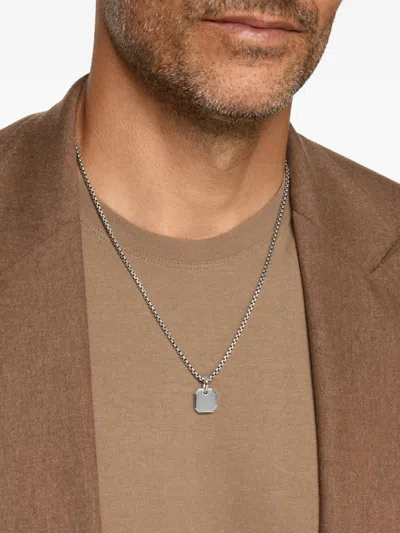 David Yurman Sterling Silver Octagonal Amulet Pendant In Brown