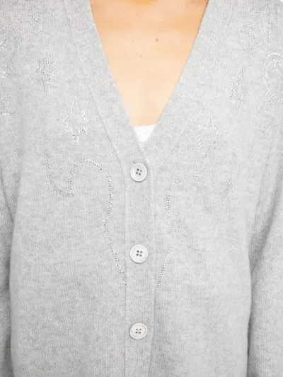 Zadig & Voltaire Womens Gris Chine Clai Mirkaz Rhinestone-embellished Cashmere Cardigan In Gray