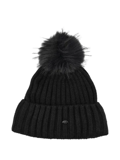 Goldbergh Una Beanie With Pompon In Chunky Knit In Black