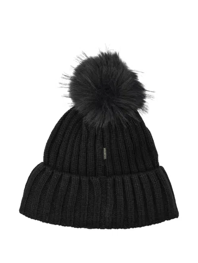 Goldbergh Una Beanie With Pompon In Chunky Knit In Black