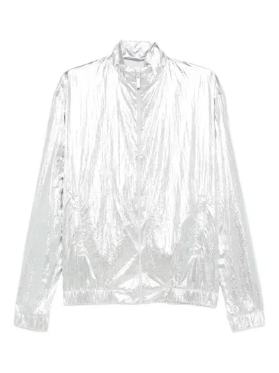 Medeea Metallic-effect Zip-up Jacket In Silver