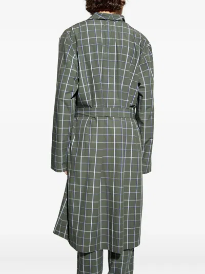 Hanro Checked Belted Robe In Green