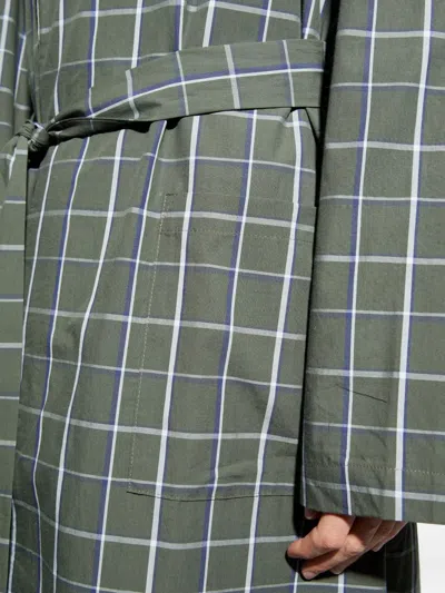 Hanro Checked Belted Robe In Green