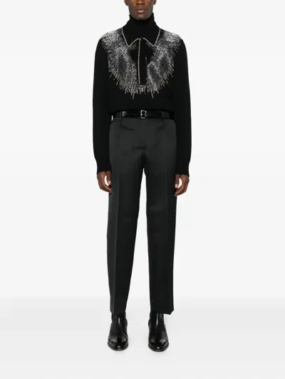 Amiri Embellished-collar Polo Shirt In Black