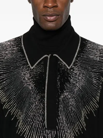 Amiri Embellished-collar Polo Shirt In Black