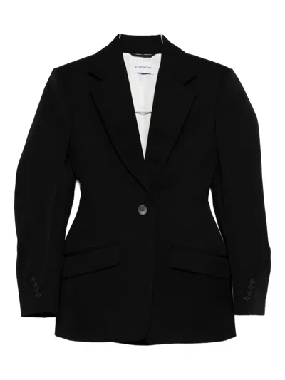 Givenchy Tailored Wool Blazer Notched Lapels In Black