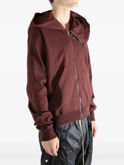 Rick Owens Drkshdw Mountain Zip-up Hoodie In Red