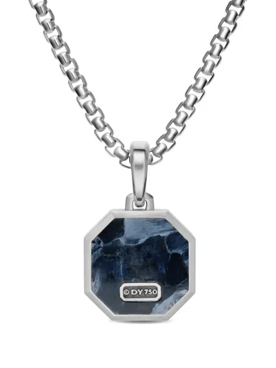 David Yurman Sterling Silver Pietersite Amulet Pendant In Blue
