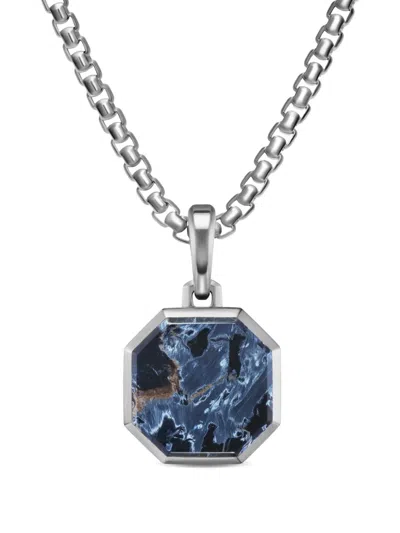 David Yurman Sterling Silver Pietersite Amulet Pendant In Blue