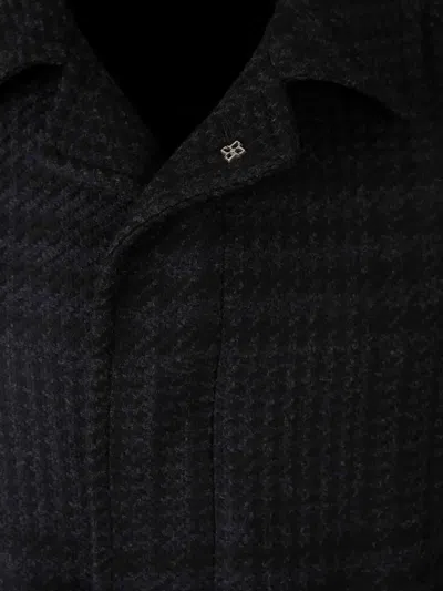 Tagliatore Check-pattern Belted Coat In Black