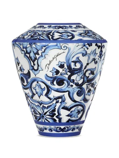 Dolce & Gabbana Small Amphora Porcelain Vase In Blue