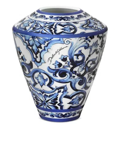 Dolce & Gabbana Small Amphora Porcelain Vase In Blue