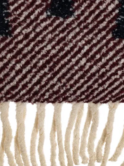 Loewe Logo-intarsia Fringed Scarf In Red