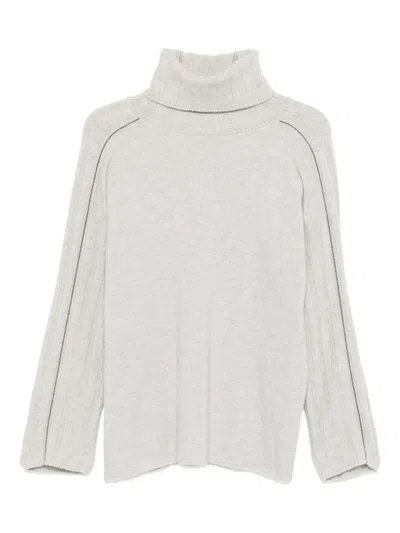 Le Tricot Perugia Turtleneck Sweater In Gray
